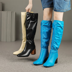 Hayes Square Toe Blue Knee High Boots Newgew