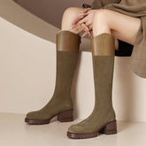 Halo Green Patchwork Knee High Boots Newgew