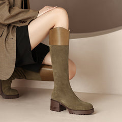 Halo Green Patchwork Knee High Boots Newgew