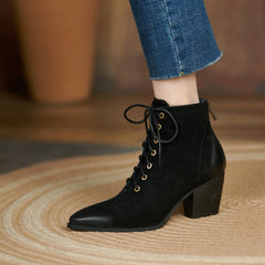 Hayat Black Lace up Boots Newgew