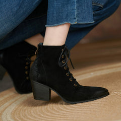 Hayat Black Lace up Boots Newgew