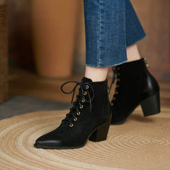 Hayat Black Lace up Boots Newgew