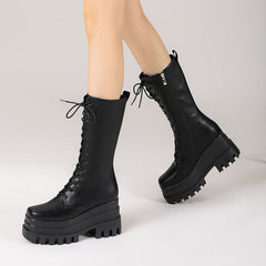 Nala Black Wedge Boots for Women newgew