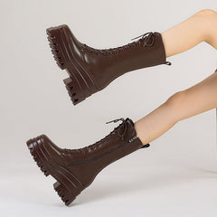 Nala Platform Brown Wedge Boots newgew