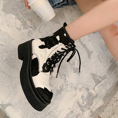 Nila Cow Print Boots Women Newgew