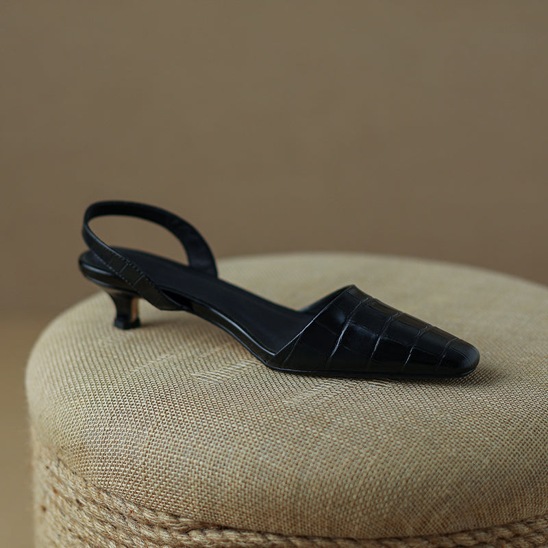 Norah Black Heeled Slingbacks Newgew