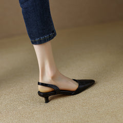 Norah Black Heeled Slingbacks Newgew