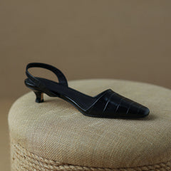 Norah Black Heeled Slingbacks Newgew