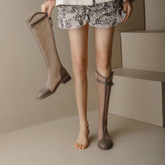 Elise Elephant Grey Mesh Summer Knee High Boots NEW GEW