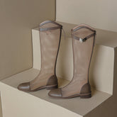 Elise Elephant Grey Mesh Summer Knee High Boots NEW GEW