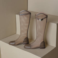 Elise Elephant Grey Mesh Summer Knee High Boots NEW GEW