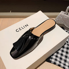 Elsa Womens Black Flat Mules NEW GEW