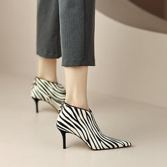 Mya Zebra Print Pointy Toe Ankle Booties newgew