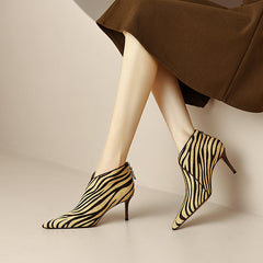 Mya Zebra Print Pointy Toe Ankle Booties newgew