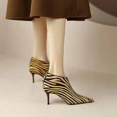 Mya Zebra Print Pointy Toe Ankle Booties newgew