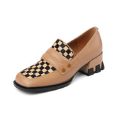 Cassie Checkerboard Loafers Style Heels Newgew