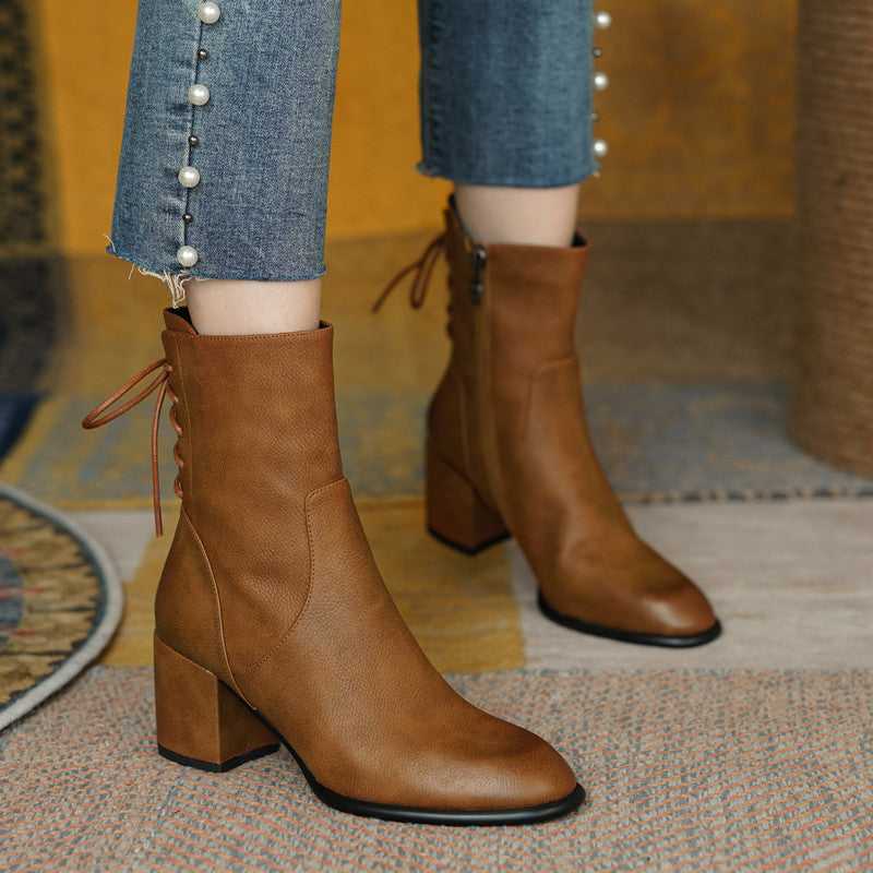 Coral Handmade Genuine Leather Heeled Ankle Boots NEW GEW