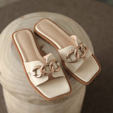 Dariana Open Toe Mules Slippers with Chain NEW GEW