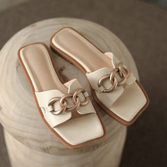 Dariana Open Toe Mules Slippers with Chain NEW GEW