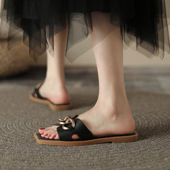 Dariana Open Toe Mules Slippers with Chain NEW GEW