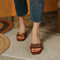 Cattleya Open Toe Mules with Chain Newgew