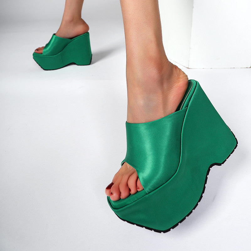 Bree Genuine Leather Open Toe Wedge Mules Newgew