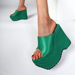 Bree Genuine Leather Open Toe Wedge Mules Newgew