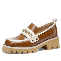 Dani Handmade Patchwork Platform Chunky Loafers NEW GEW