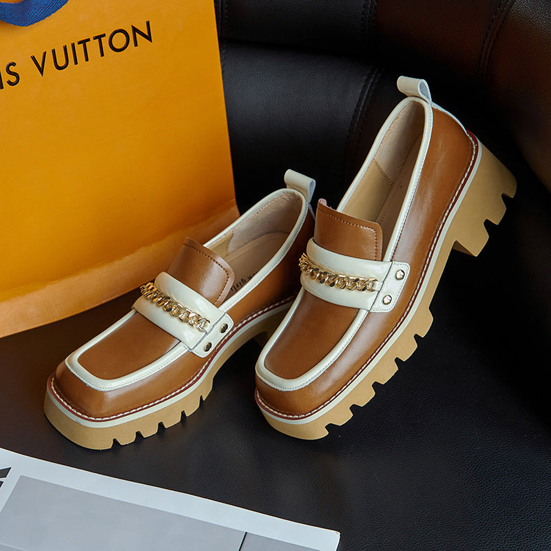 Dani Handmade Patchwork Platform Chunky Loafers NEW GEW