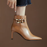 Cheyenne Heeled Ankle Boots with Chain NEW GEW