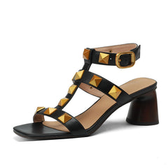 Danika Rivet Handmade Chunky Heel Sandals NEW GEW