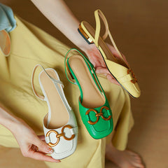 Debora Genuine Leather Slingback Flats NEW GEW