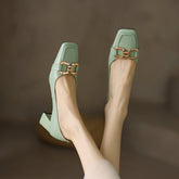 Demi Elegant Mid Heel Slip on Pumps with Chain NEW GEW