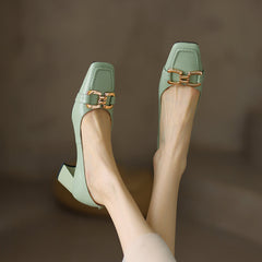 Demi Elegant Mid Heel Slip on Pumps with Chain NEW GEW