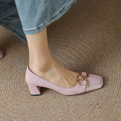 Demi Elegant Mid Heel Slip on Pumps with Chain NEW GEW