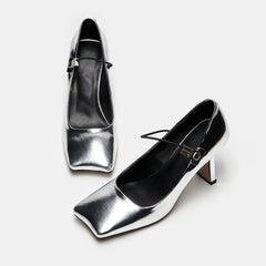 Hiba Genuine Leather Mid Heel Handmade Mary Janes Newgew