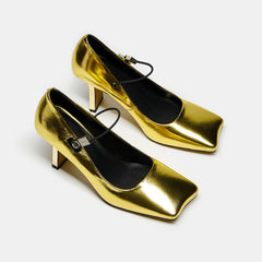 Hiba Genuine Leather Mid Heel Handmade Mary Janes Newgew