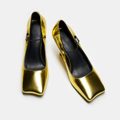 Hiba Genuine Leather Mid Heel Handmade Mary Janes Newgew