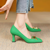 Ciara Genuine Leather Mid Heel Slip on Pumps NEW GEW