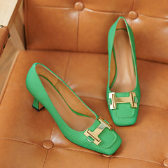 Ciara Genuine Leather Mid Heel Slip on Pumps NEW GEW