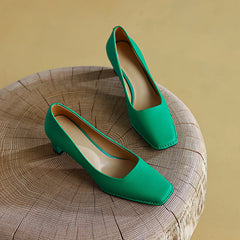 Darlene Square Toe Low Heel Slip on Pumps NEW GEW