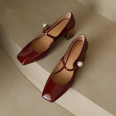 Delaney Chunky Heel Mary Janes with Pearl NEW GEW