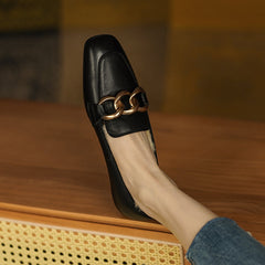 Zia Wool Genuine Leather Winte Loafers with Chain Newgew