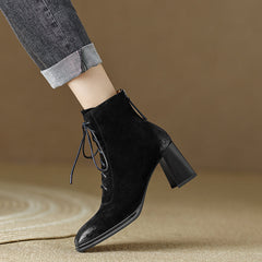 Nyomi Lace up Chunky Heel Ankle Boots Newgew