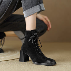 Nyomi Lace up Chunky Heel Ankle Boots Newgew