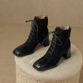 Nyomi Lace up Chunky Heel Ankle Boots Newgew