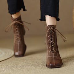 Nyomi Brown Lace up Ankle Boots Newgew