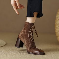 Nyomi Brown Lace up Ankle Boots Newgew