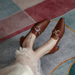 India Brown Heeled Loafers Women Newgew