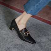 India Womens Heeled Loafers Black Newgew
